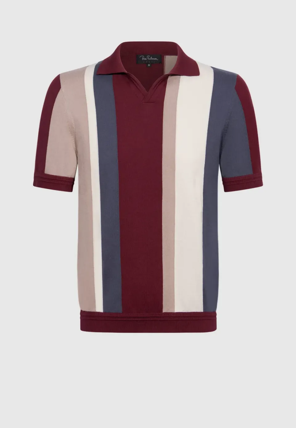 Pierre Talamon polo rayures multicolores bordeaux coton