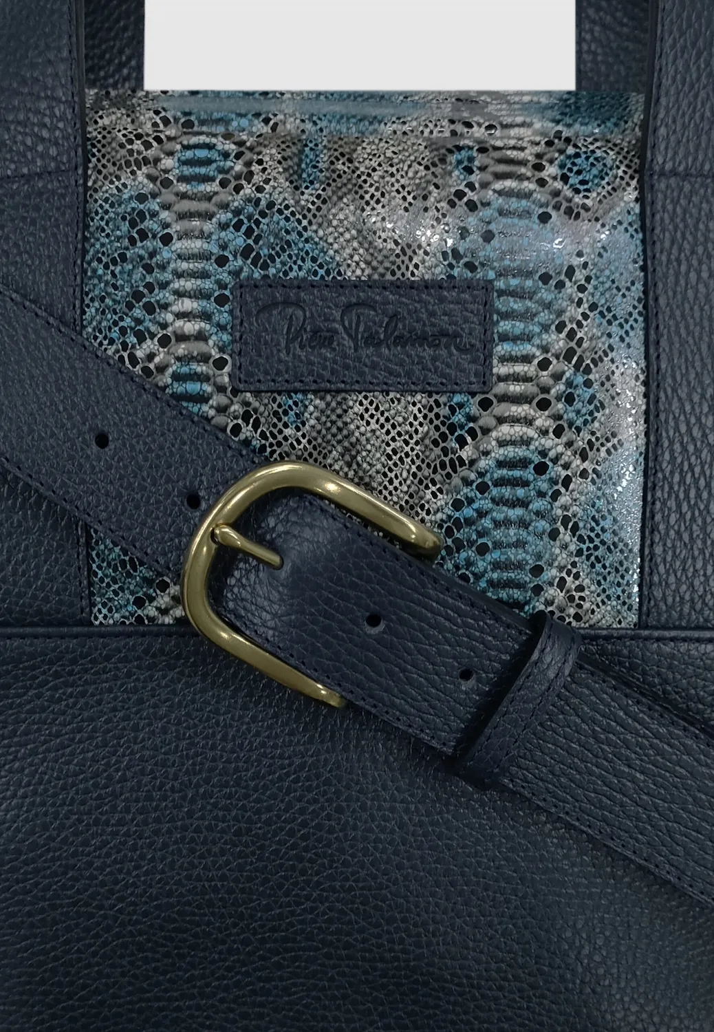 Pierre Talamon sacoche cuir bleu bandoulière