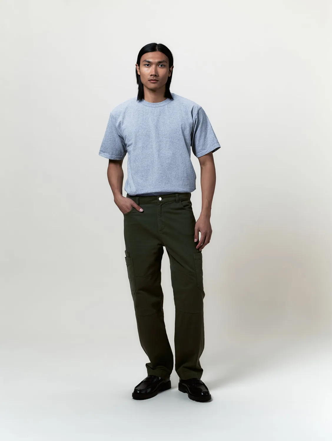 Cotelé Paris Pantalon Cargo Toile olive coton bio