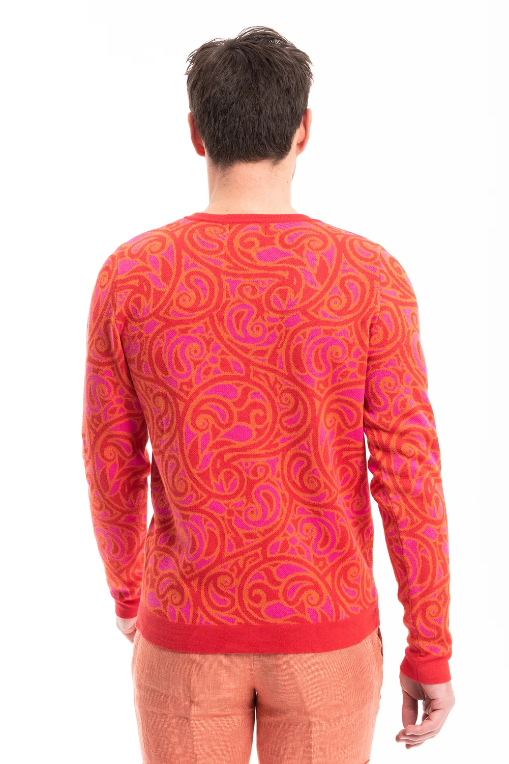Pierre Talamon pull Paisley corail homme motif