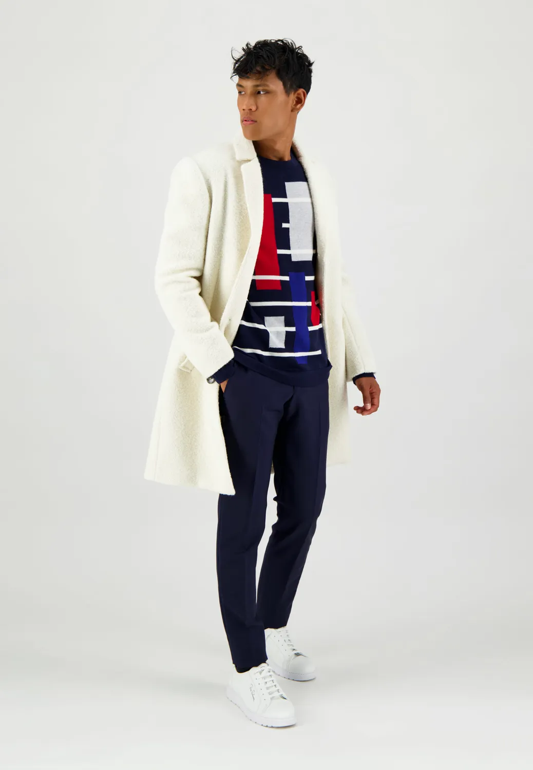 Pierre Talamon ivoire manteau en laine