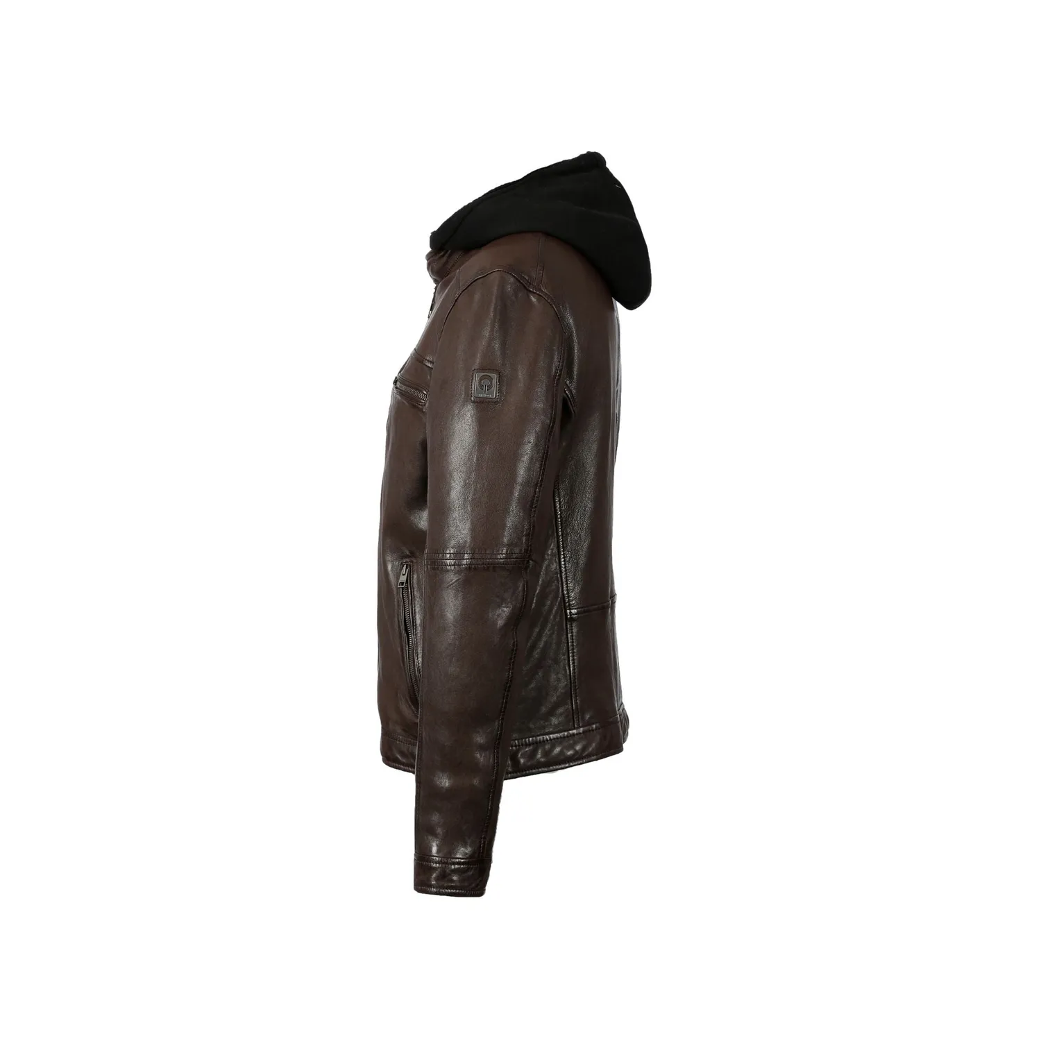 Oakwood Drink 63036 blouson cuir homme chocolat capuche amovible