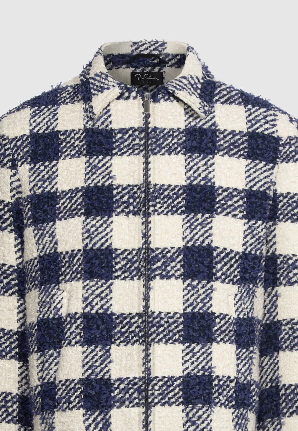 Pierre Talamon Fantaisie blouson carreaux tweed bleu
