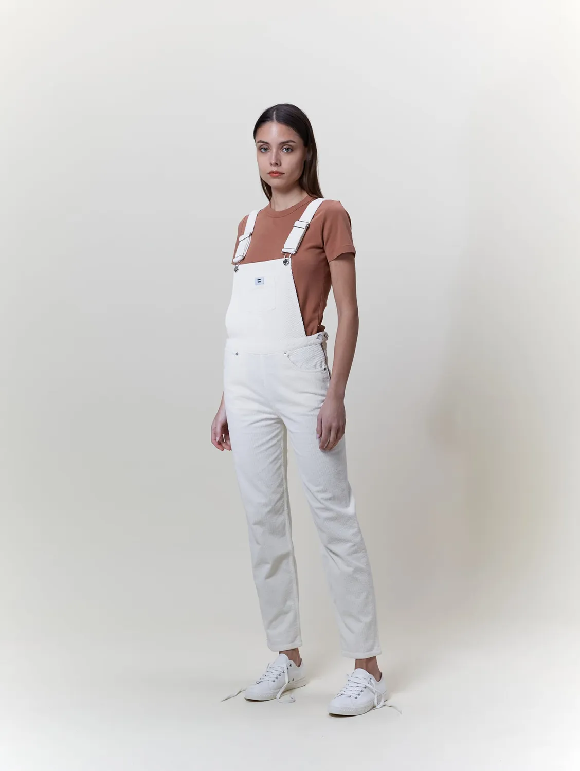 Cotelé Paris Mom salopette femme écru velours