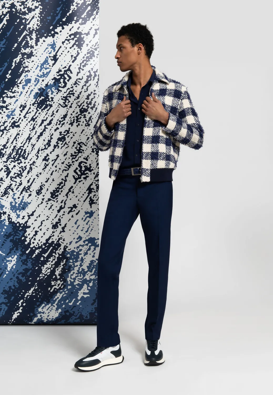 Pierre Talamon chemise crêpe de soie bleu marine