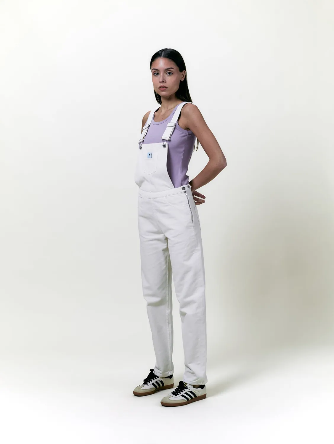 Cotelé Paris Mom salopette femme écru toile bio