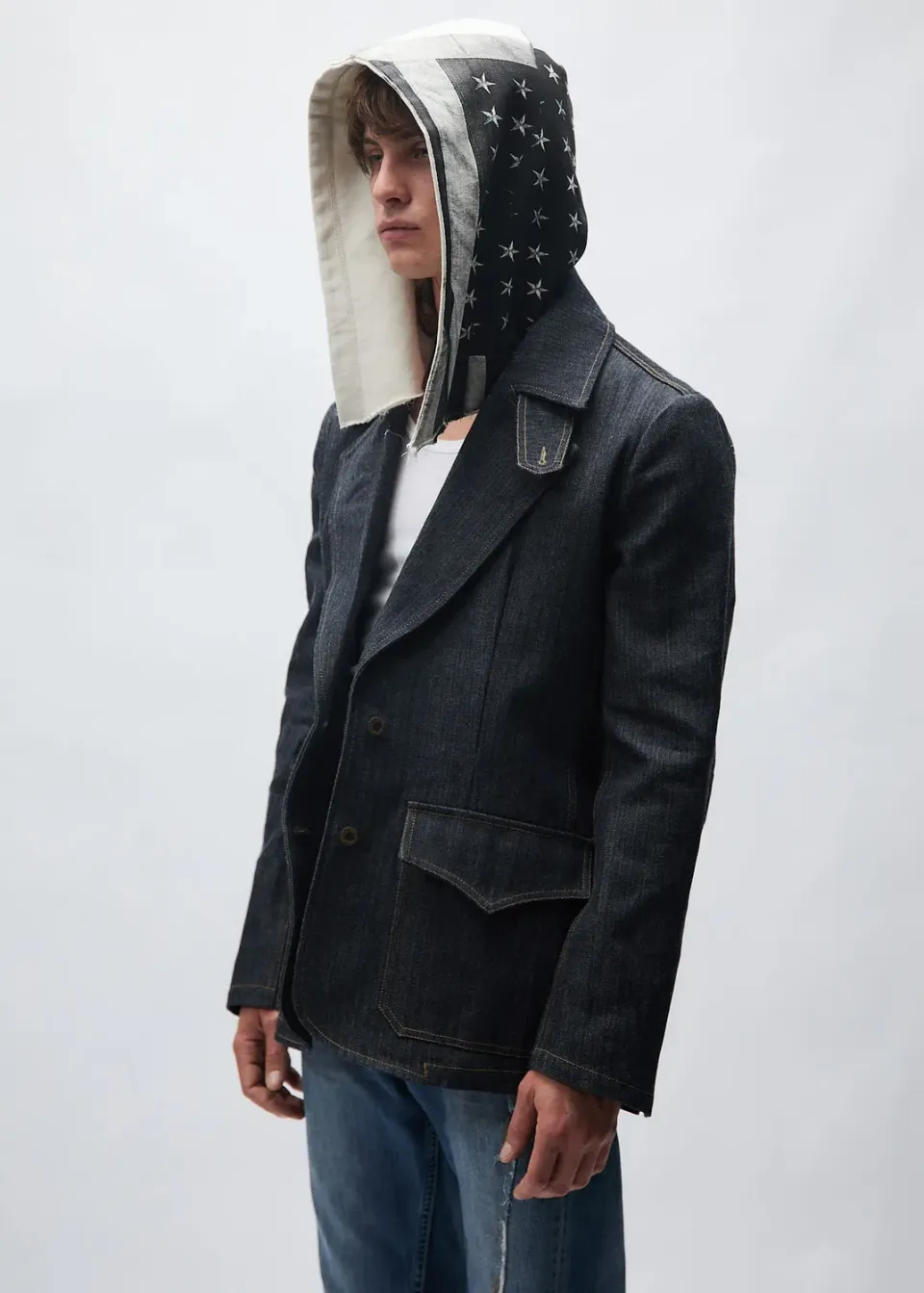 Paolo Leduc Still Working veste workwear denim rayé