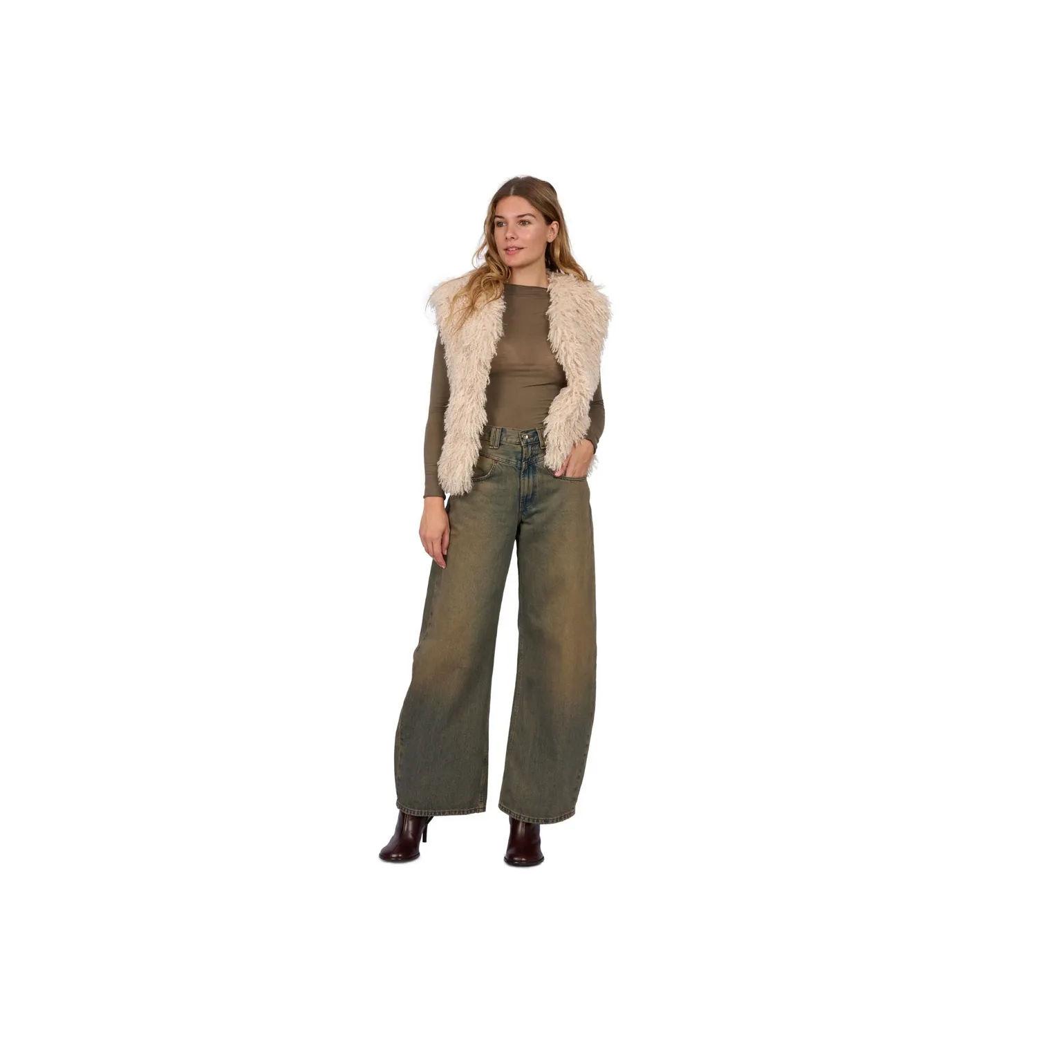 Oakwood Beth 65091 gilet fausse fourrure beige clair