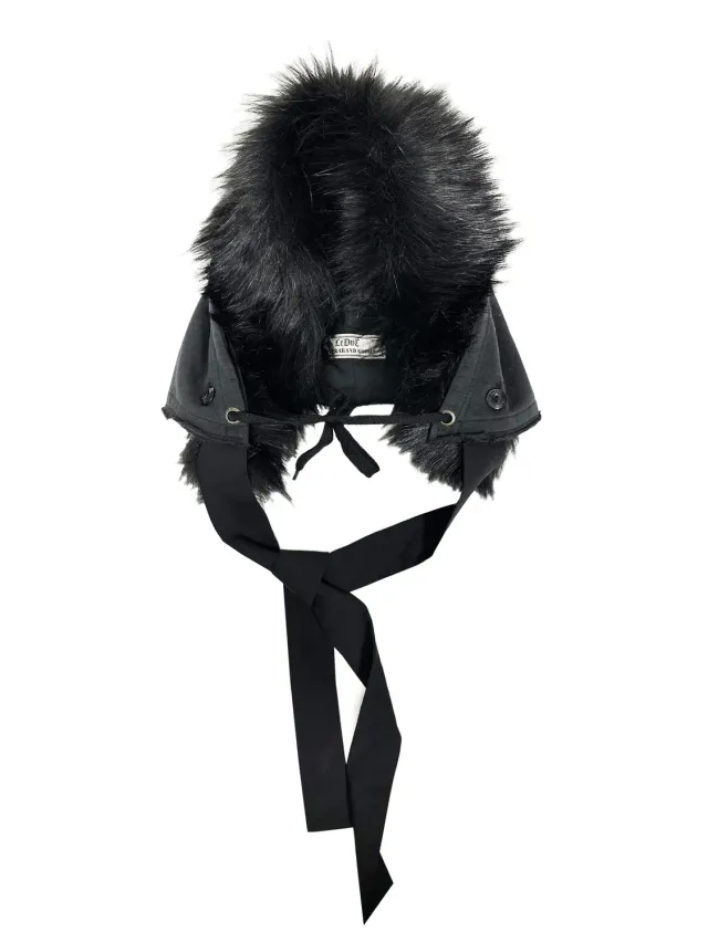 PAOLO LEDUC Fur hood capuche noire coton bio