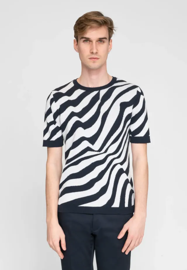Pierre Talamon Break t-shirt blanc marine coton