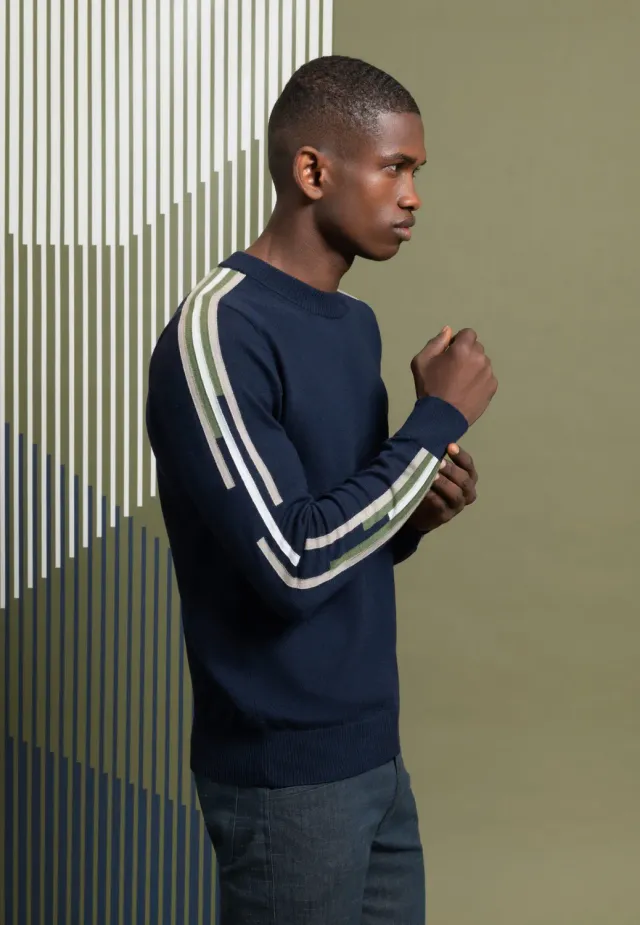 Pierre Talamon Vibration pull bleu marine