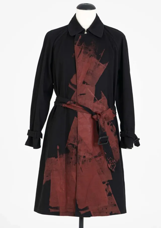 Paolo Leduc Bleeding Trench manteau noir rouge coton