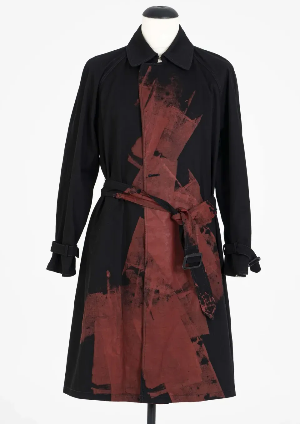 Paolo Leduc Bleeding Trench manteau noir rouge coton