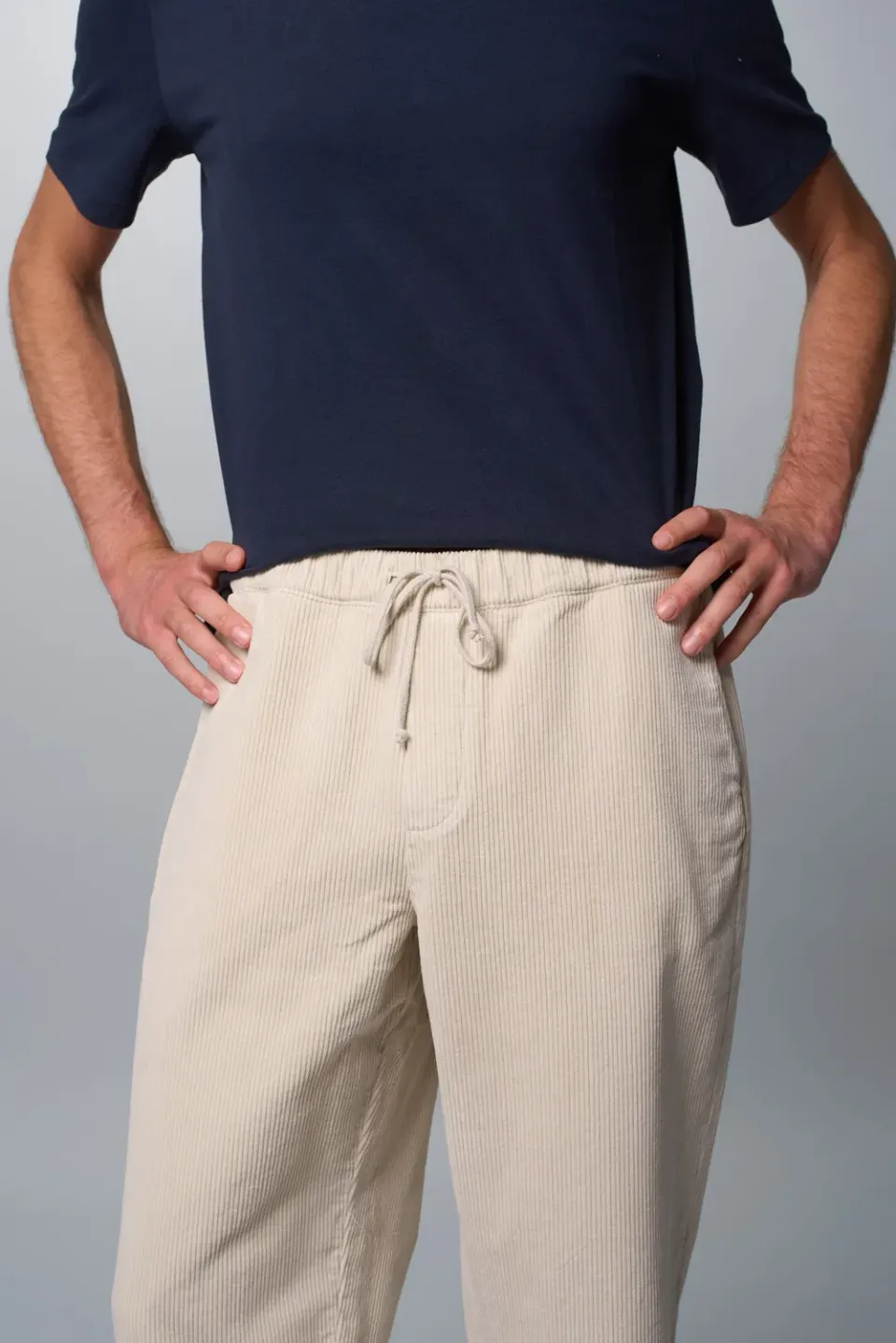 Cotelé Paris pantalon Lazy homme off white coton bio