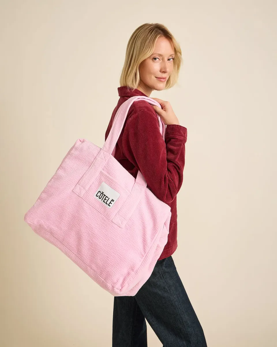 Cotélé Paris Bonny sac week-end rose velours
