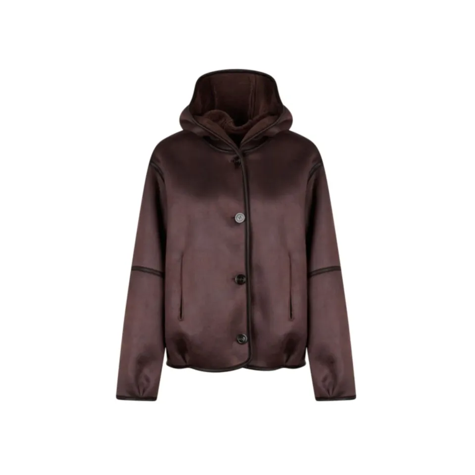 Oakwood Natacha 65145 veste laine réversible marron foncé