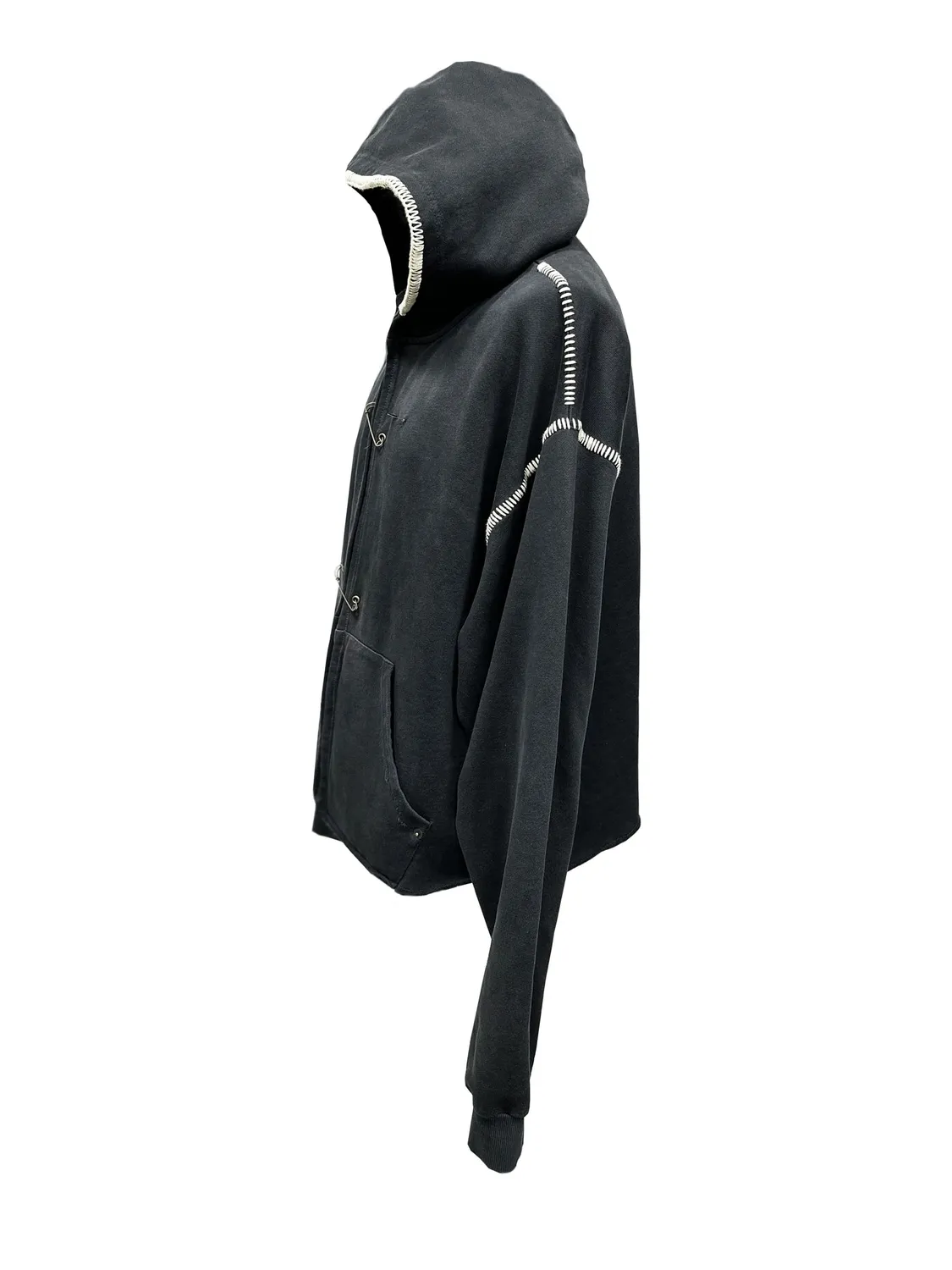 Paolo Leduc Raw Edge hoodie coton bio noir cropped