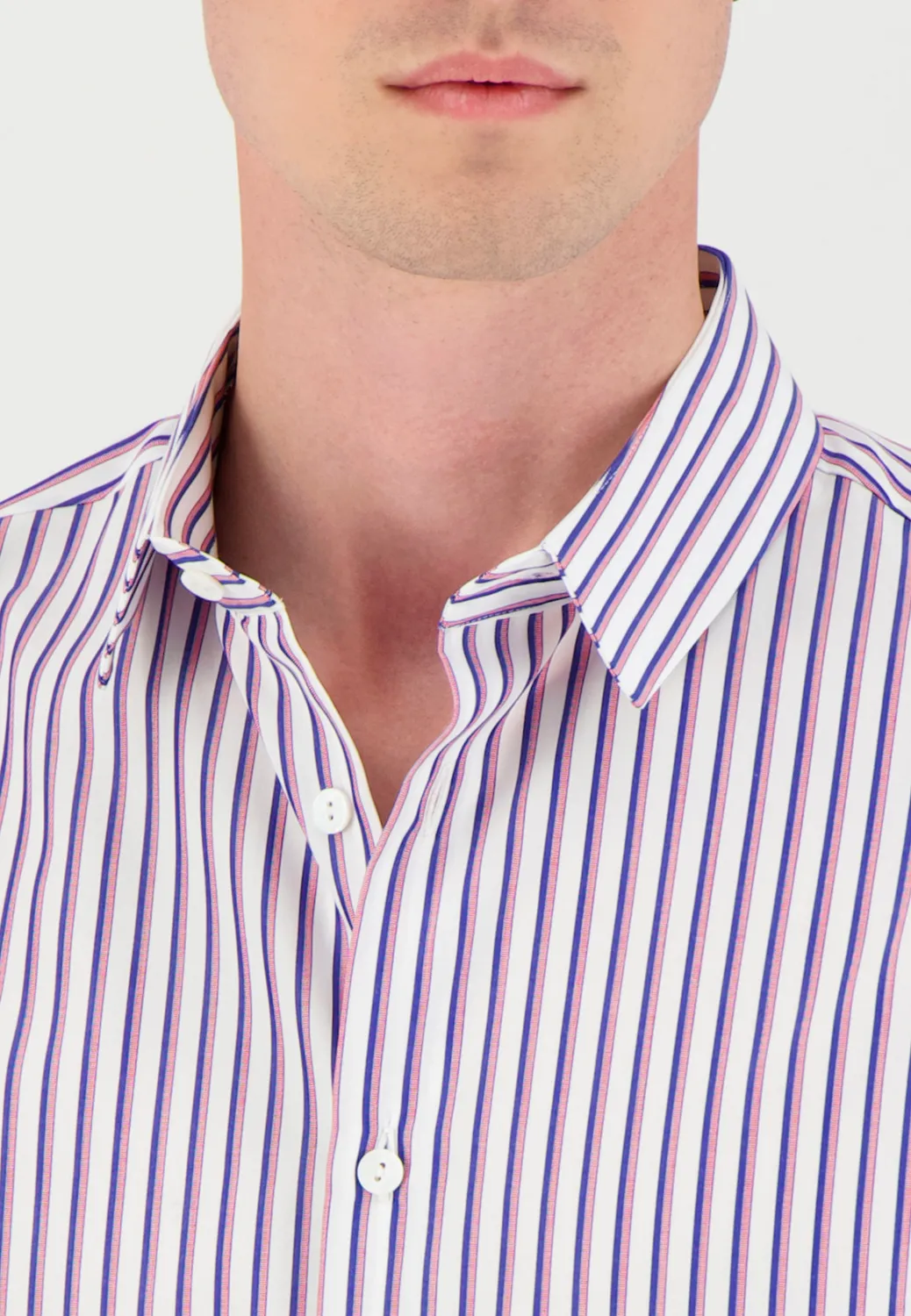 Pierre Talamon chemise rayée bleu rouge coton