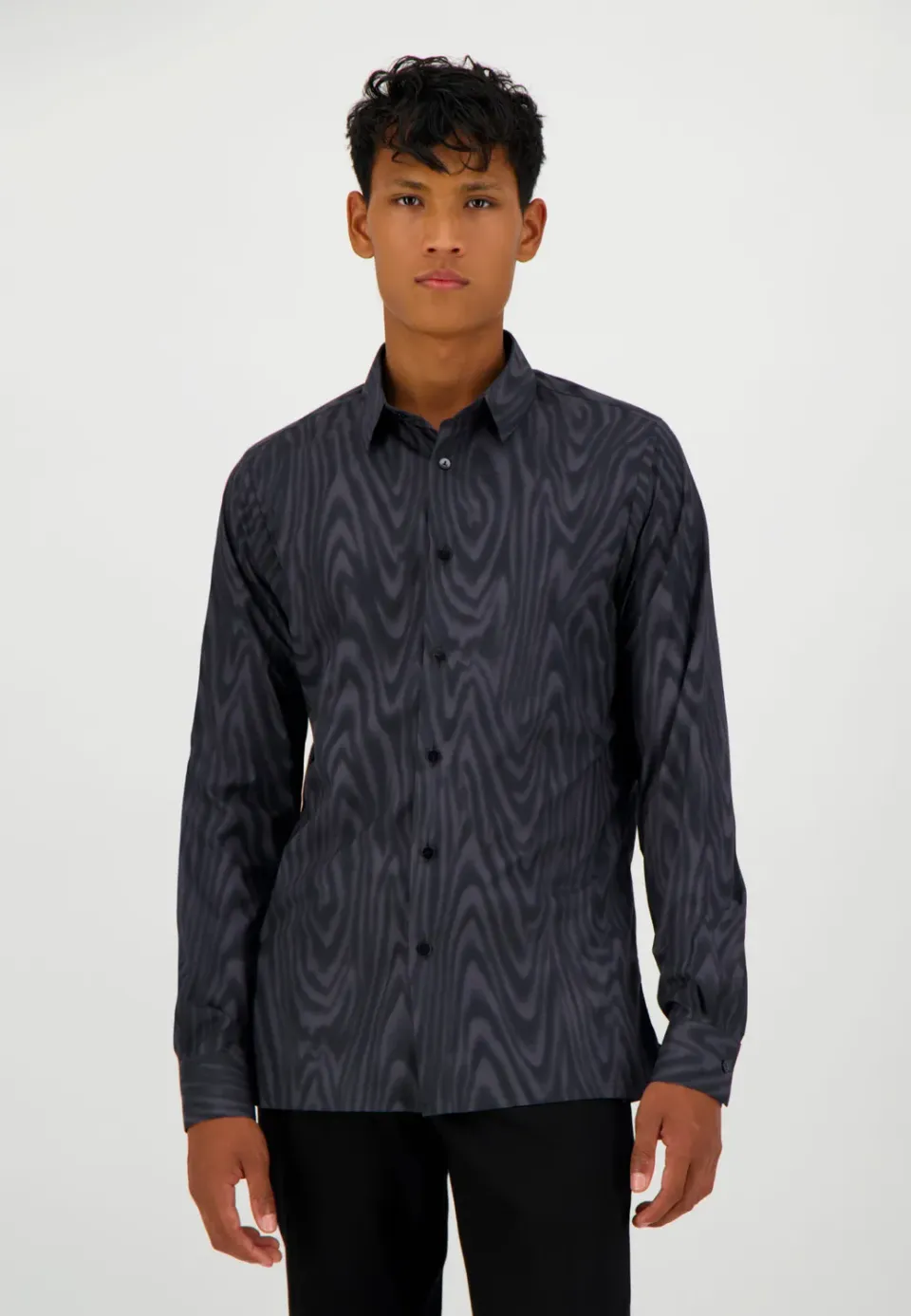 Pierre Talamon Moirée chemise noire élégante