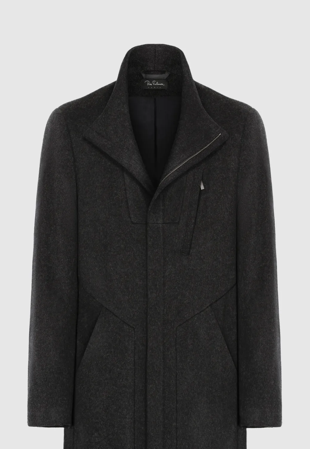 Pierre Talamon manteau zippé laine gris foncé