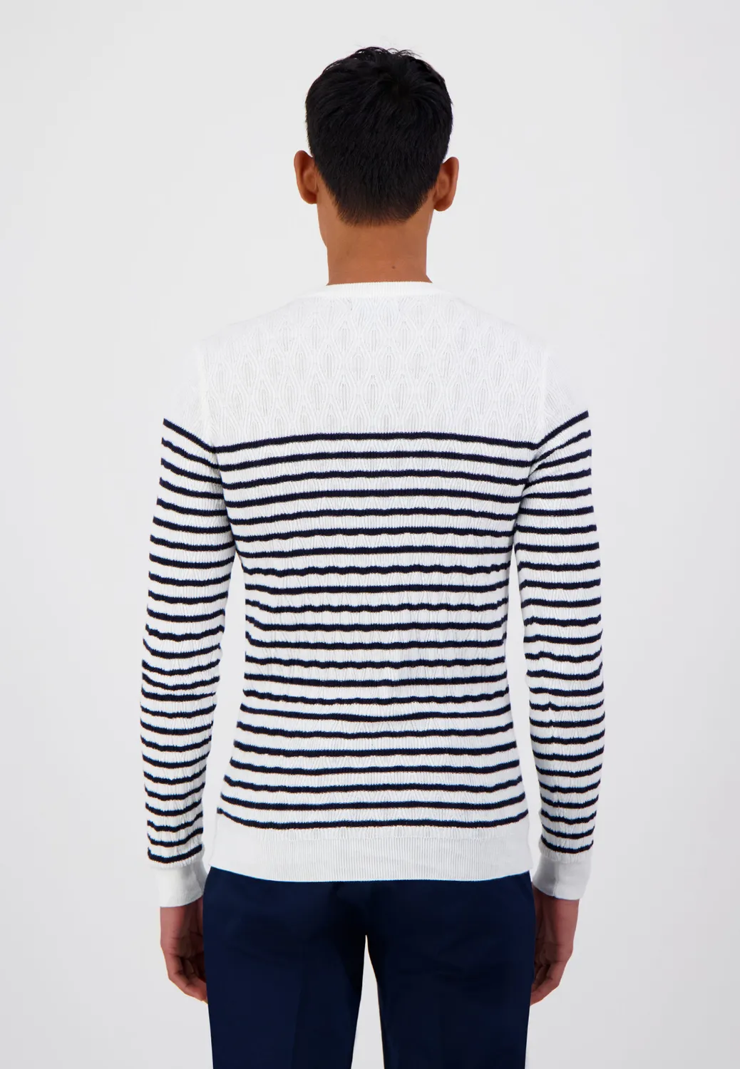 Pierre Talamon pull marin blanc navy homme