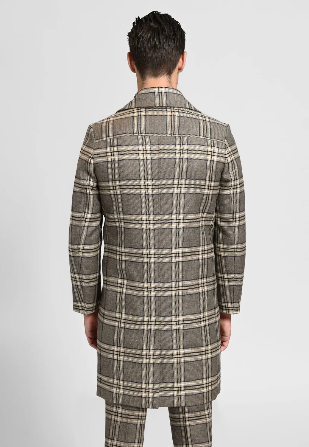 Pierre Talamon manteau à carreaux long hiver