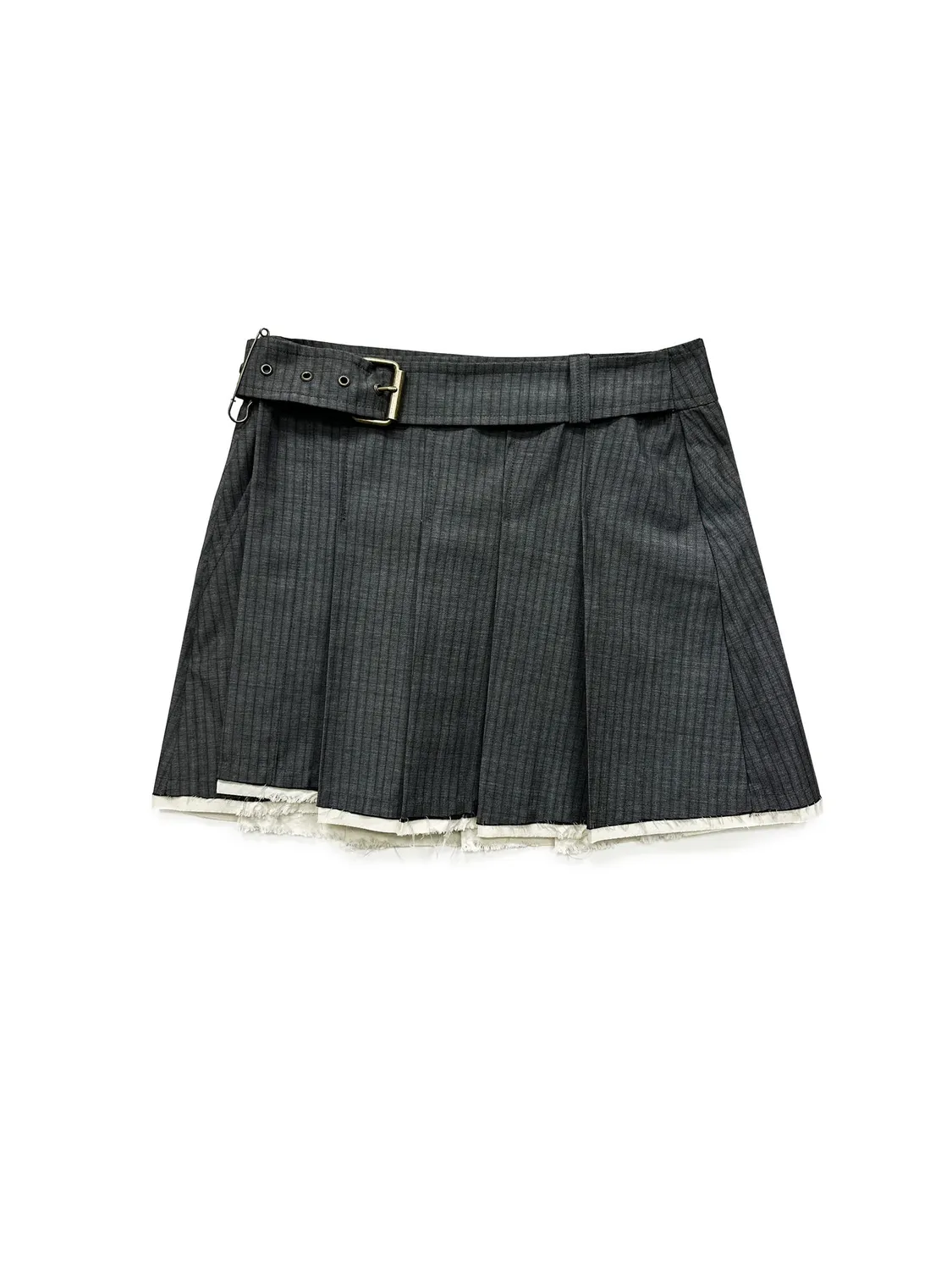 Paolo Leduc Mini Kilt jupe grise laine plissée ajustable