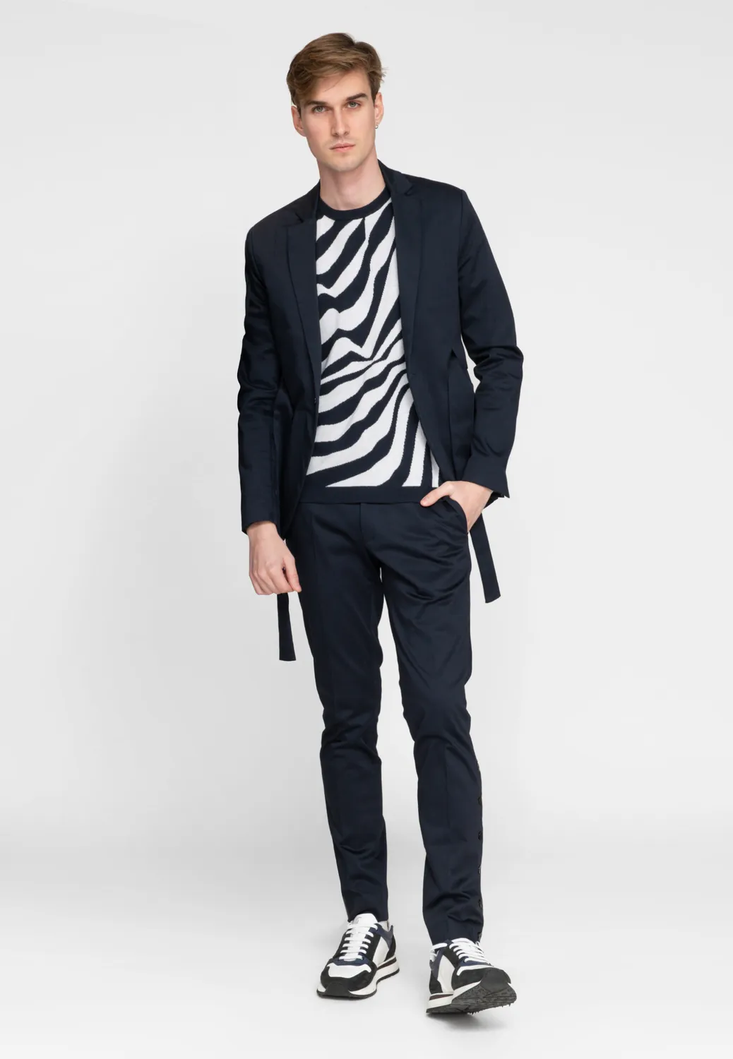 Pierre Talamon Break t-shirt blanc marine coton