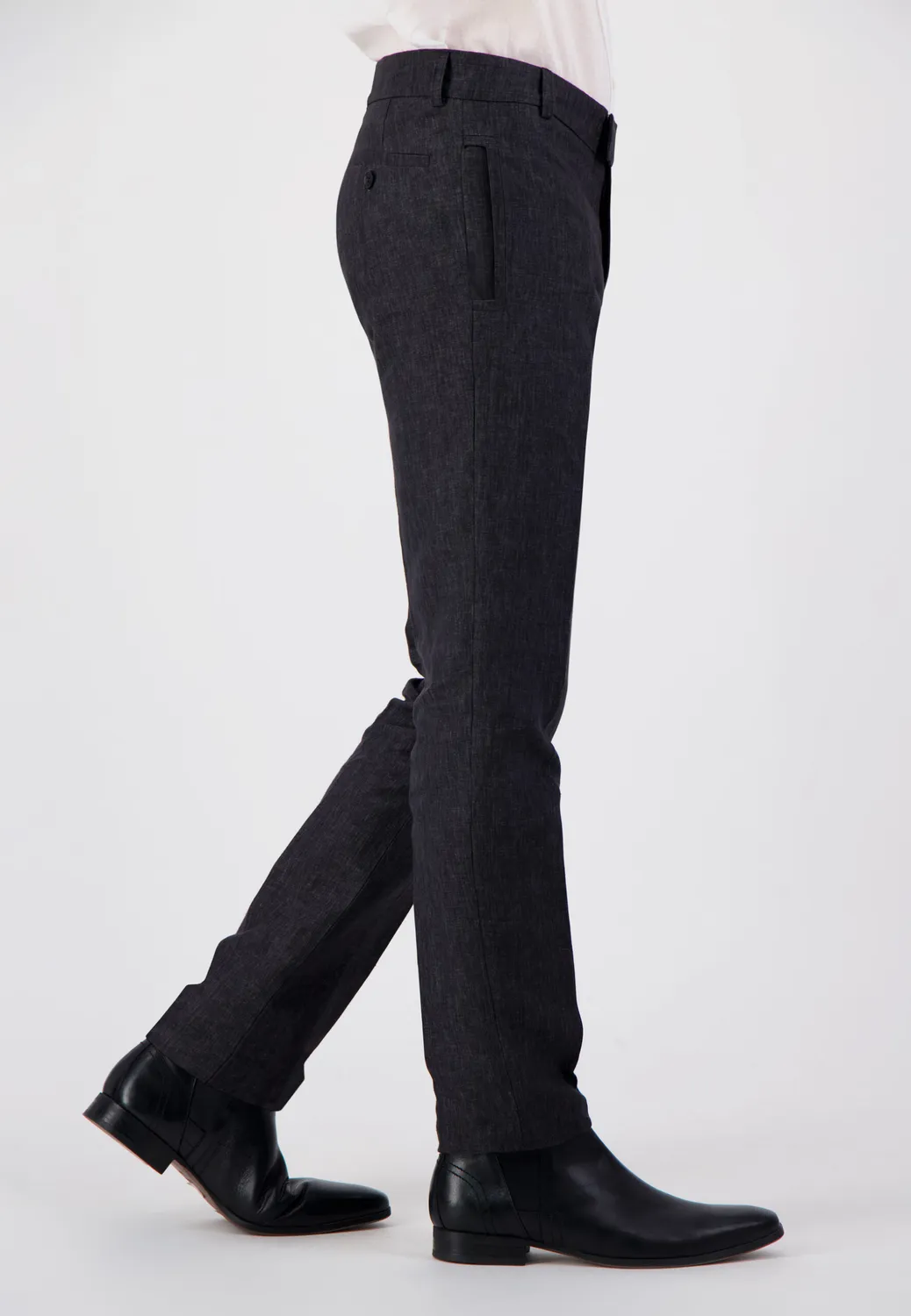 Pierre Talamon PIER11 pantalon lin gris coupe droite