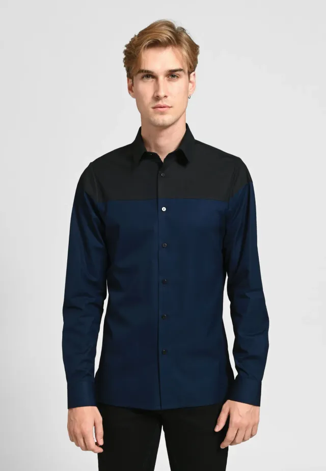 Pierre Talamon Chemise bicolore homme moderne