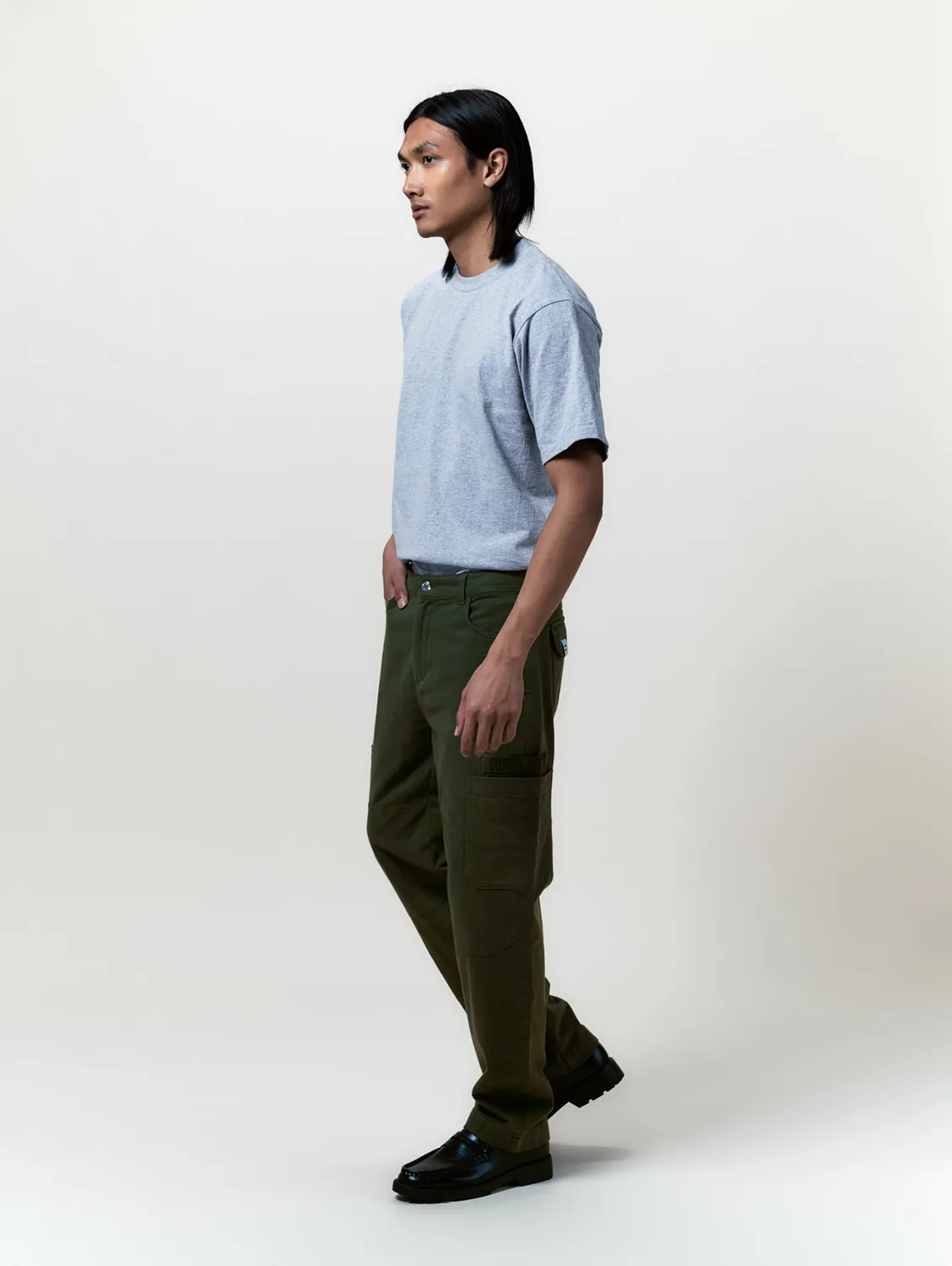 Cotelé Paris Pantalon Cargo Toile olive coton bio