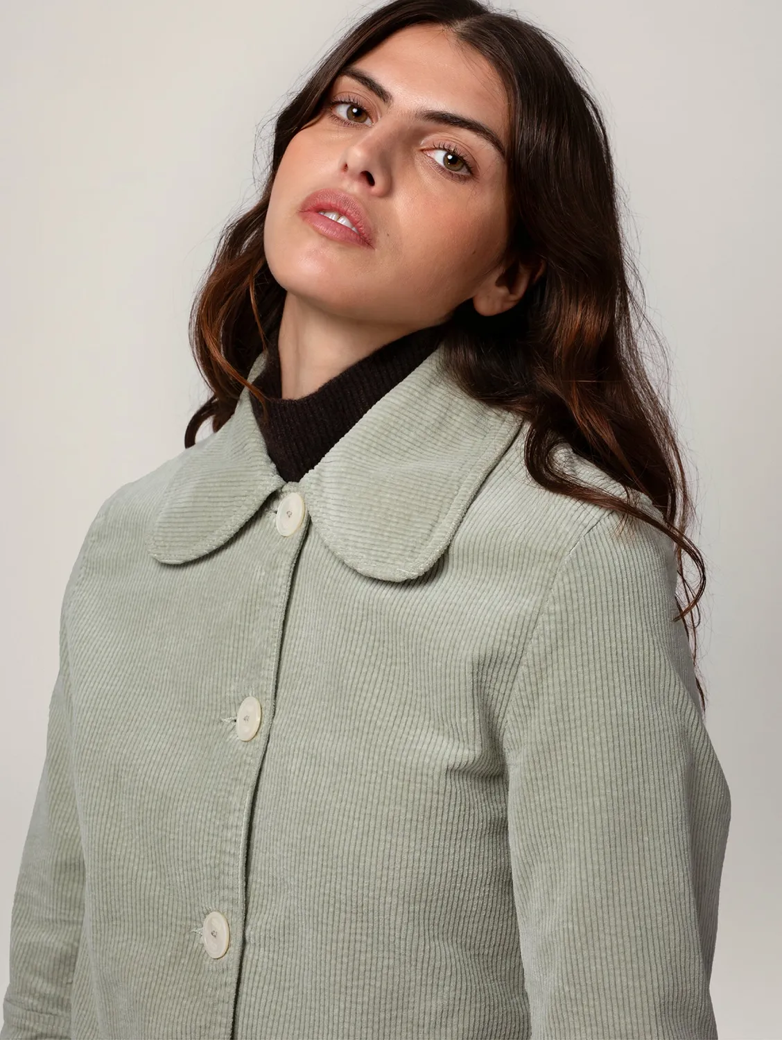 Cotelé Paris Daisy veste velours côtelé sauge