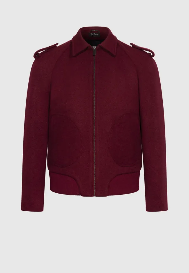 Pierre Talamon bomber blouson laine bordeaux chaud