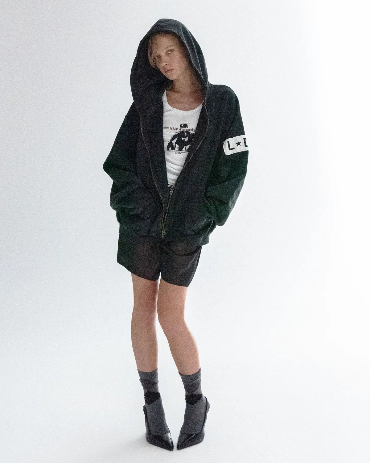 Paolo Leduc Manifesto hoodie zippé S noir coton bio épais