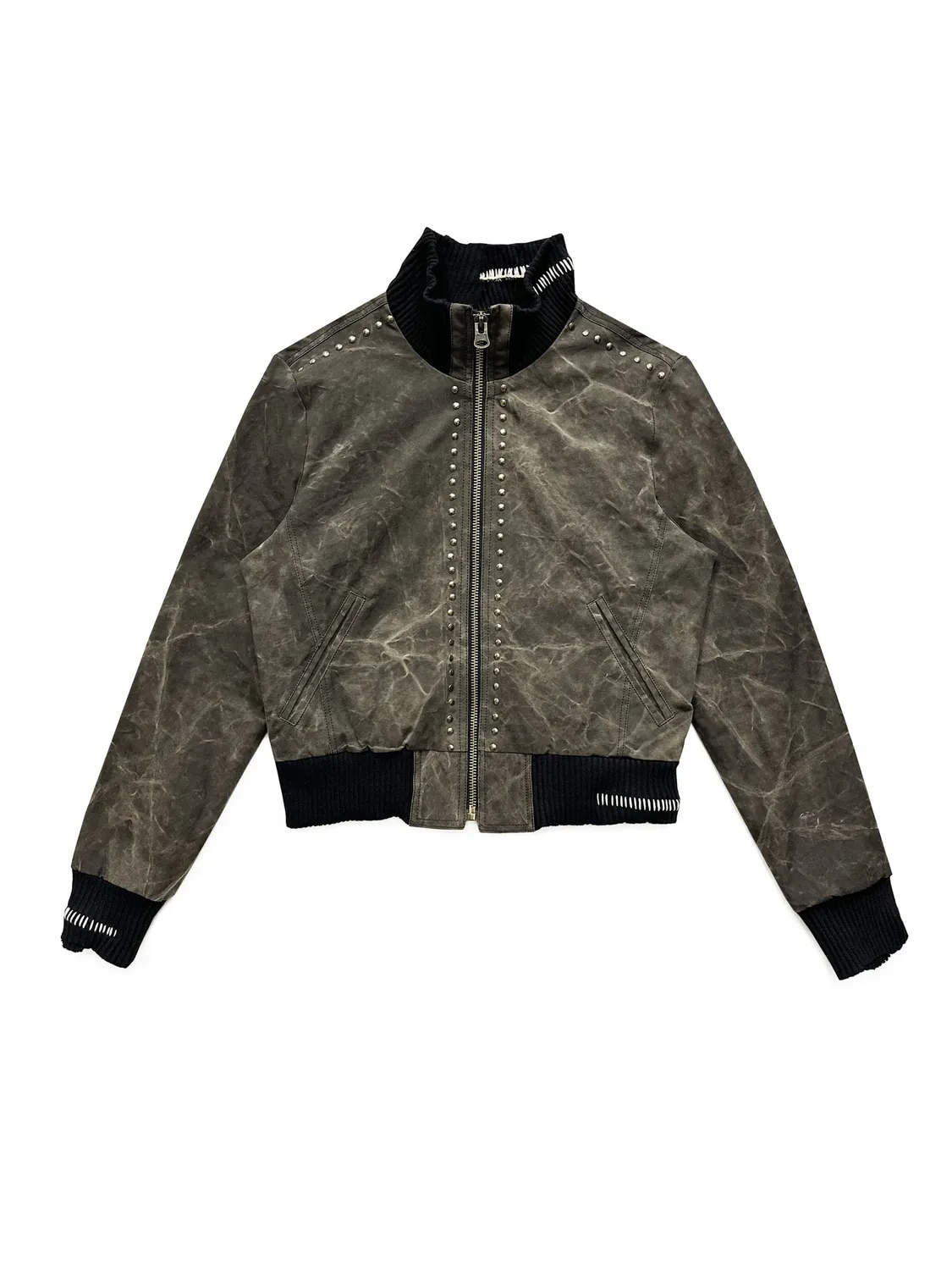 PAOLO LEDUC Crotch Rocket bomber coton marbré rivets