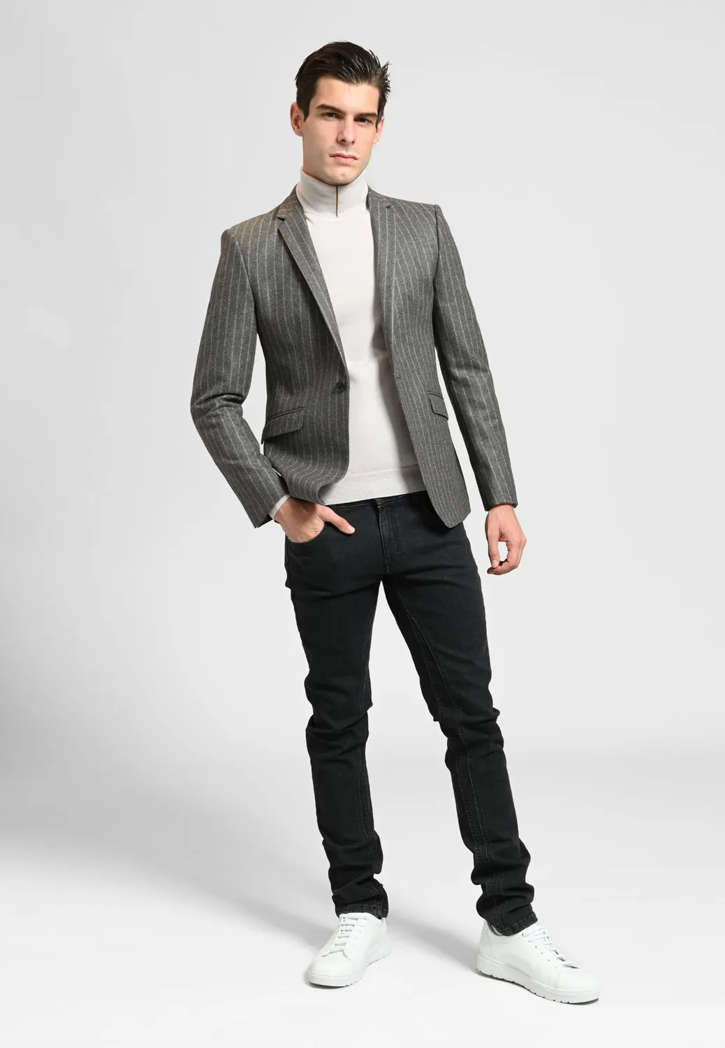 Pierre Talamon rayée beige veste tailleur