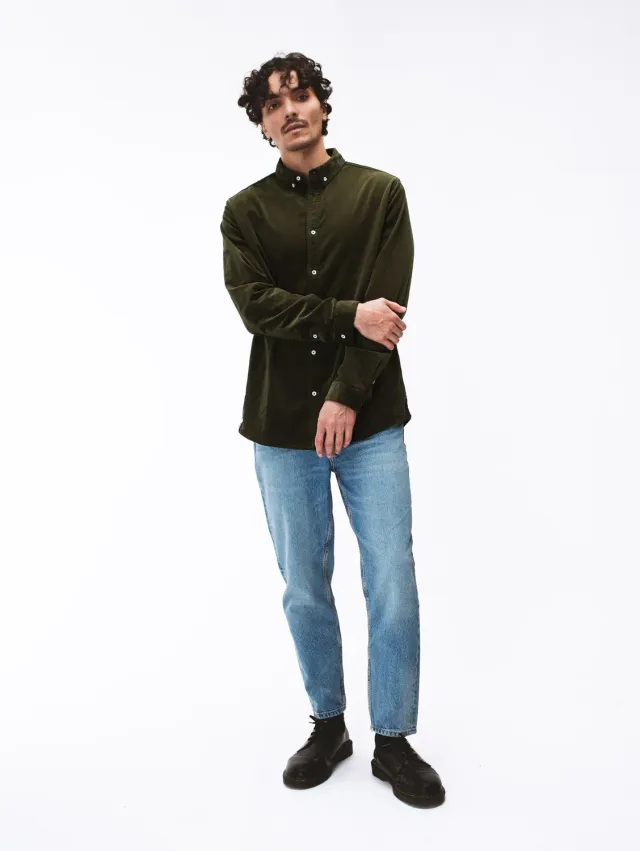Cotélé Paris Milleraie chemise velours vert olive