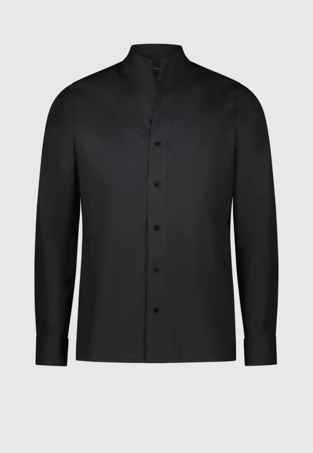 Pierre Talamon col montant chemise noire coton