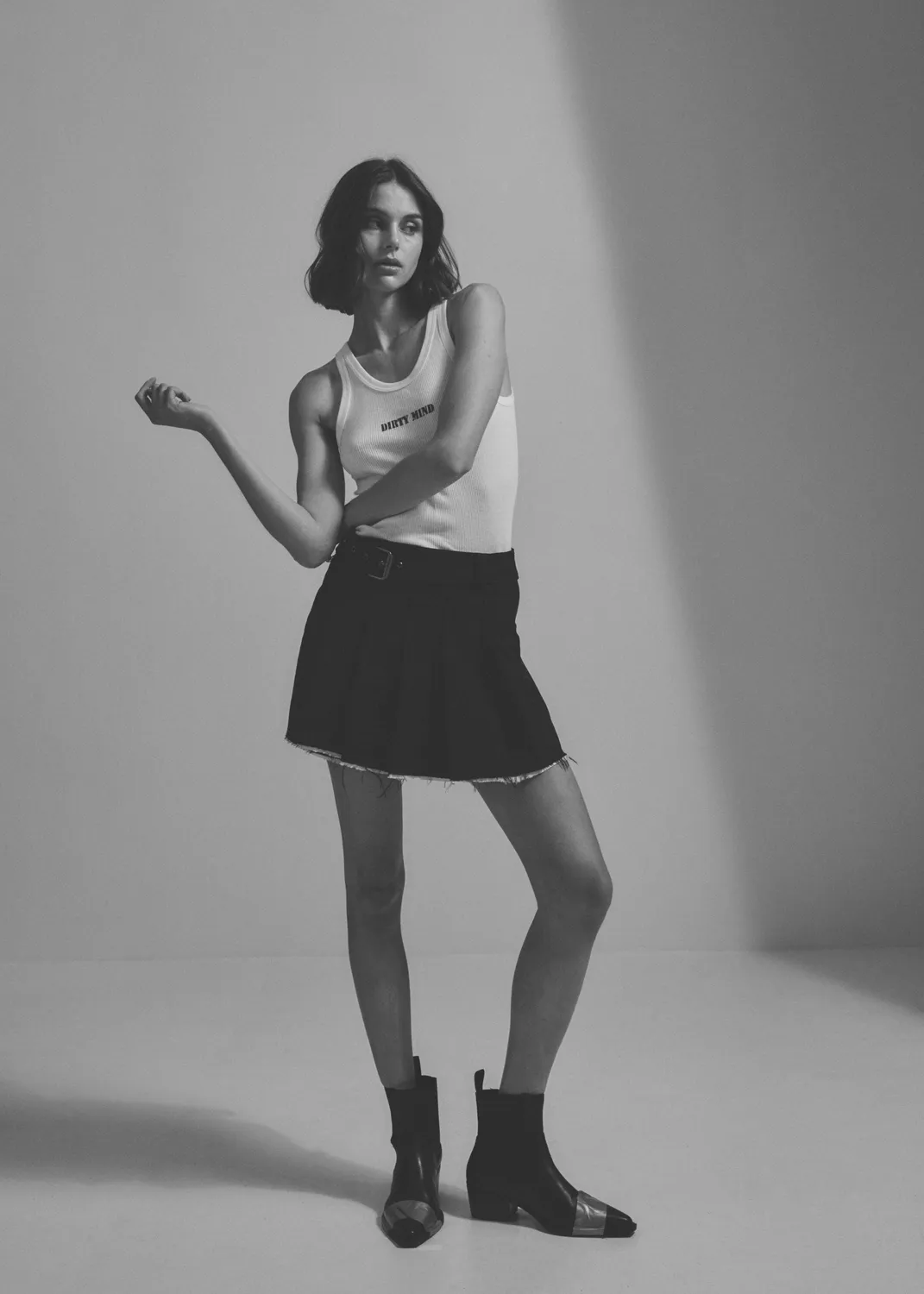 PAOLO LEDUC Mini Kilt jupe noire laine plissée