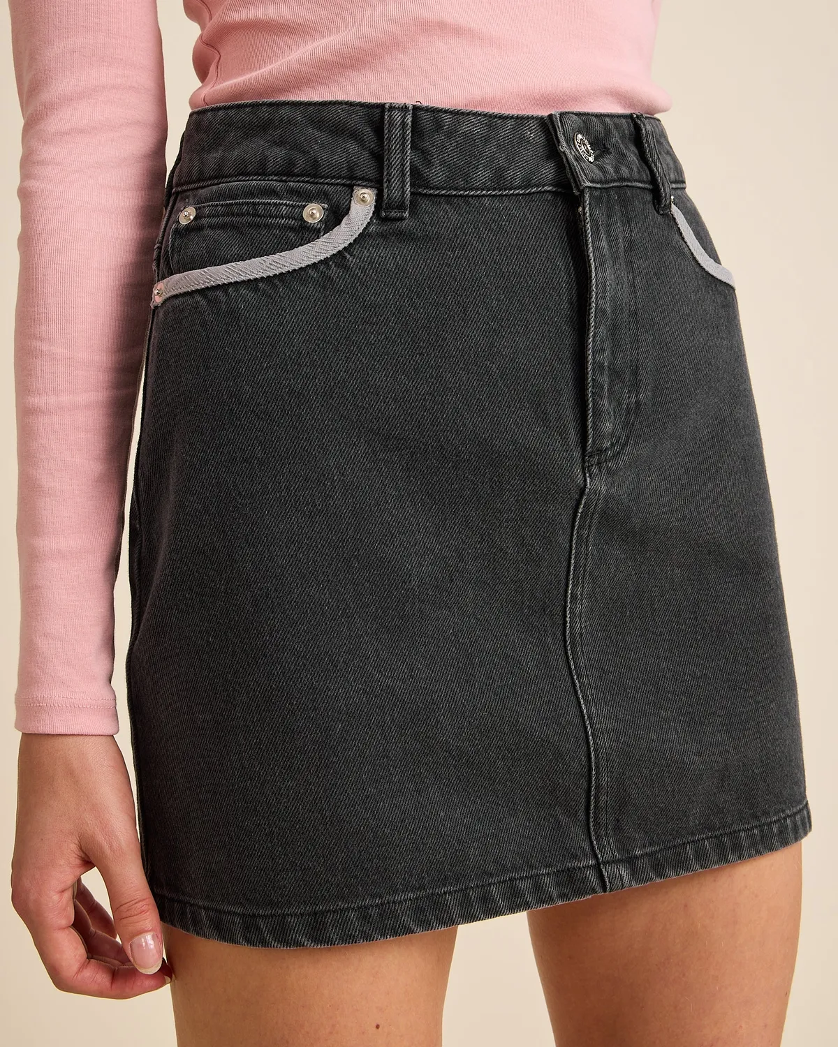 Cotelé Paris Mel jupe femme anthracite jean coton