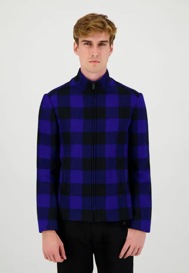 Pierre Talamon blouson à carreaux bleu et noir