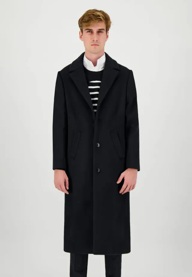 Pierre Talamon manteau long noir coupe droite