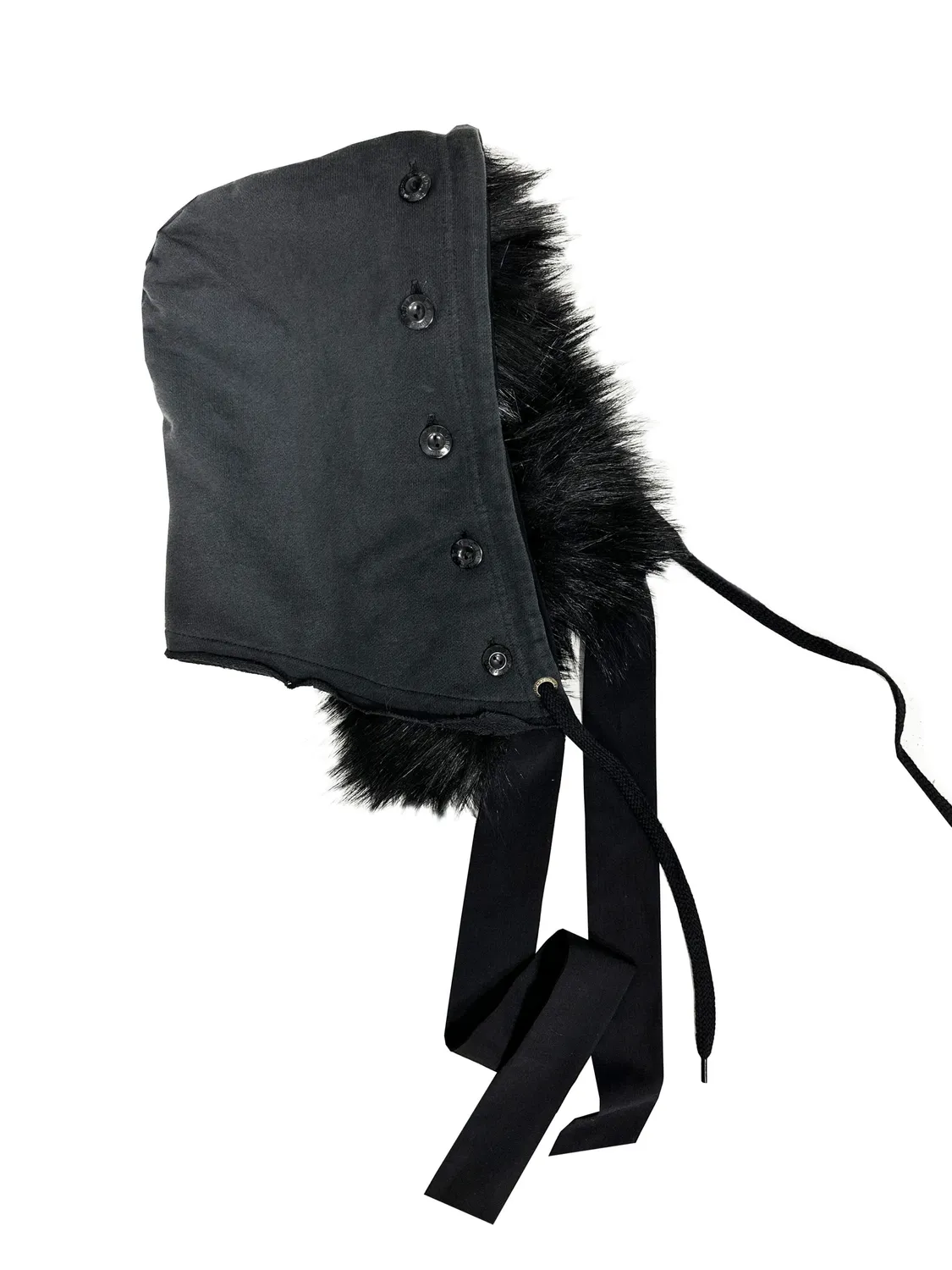 PAOLO LEDUC Fur hood capuche noire coton bio