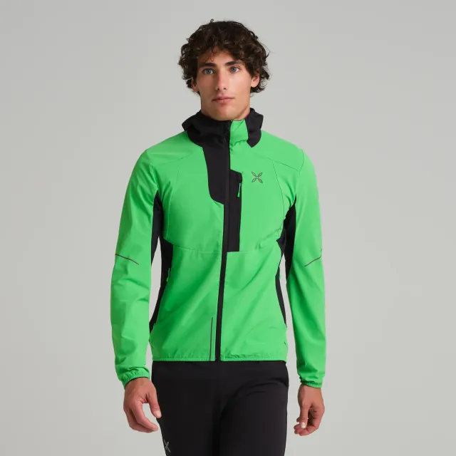 Montura Flash Hooded veste softshell vibe green coupe-vent