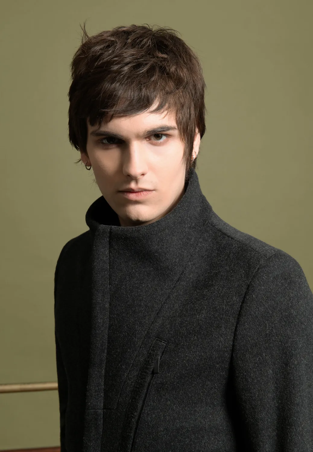 Pierre Talamon manteau zippé laine gris foncé