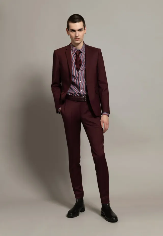 Pierre Talamon costume bordeaux laine 2 pièces