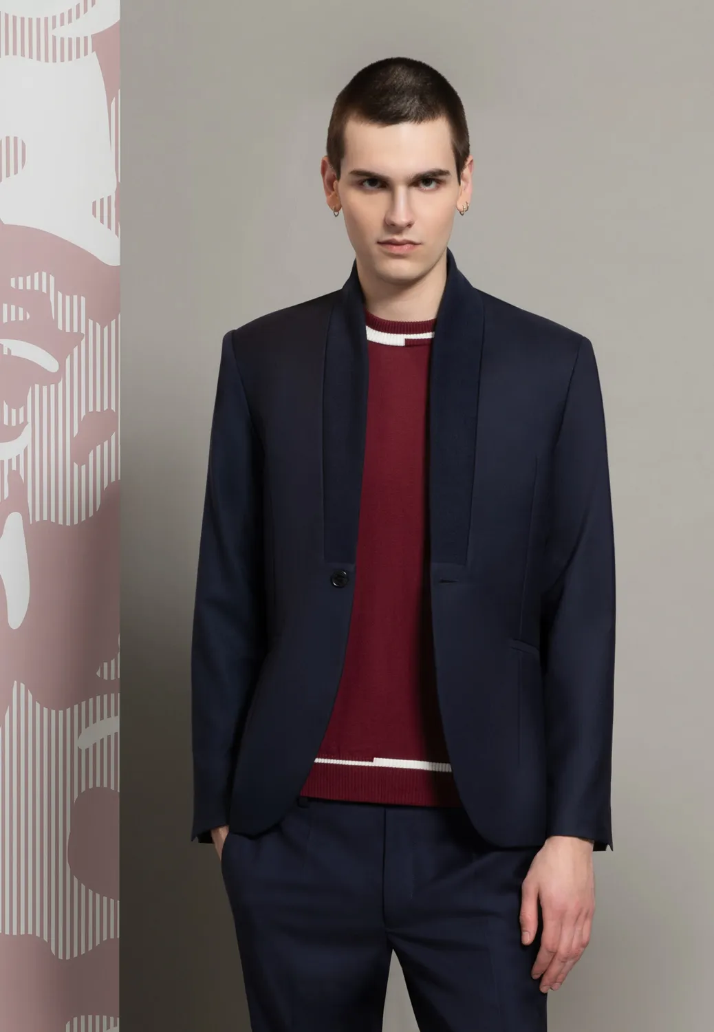 Pierre Talamon veste col maille marine laine