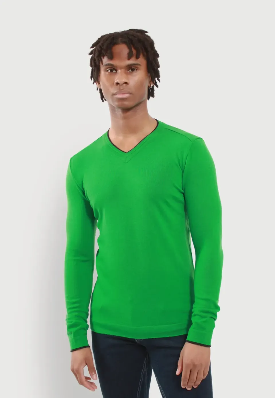Pierre Talamon pull col V vert