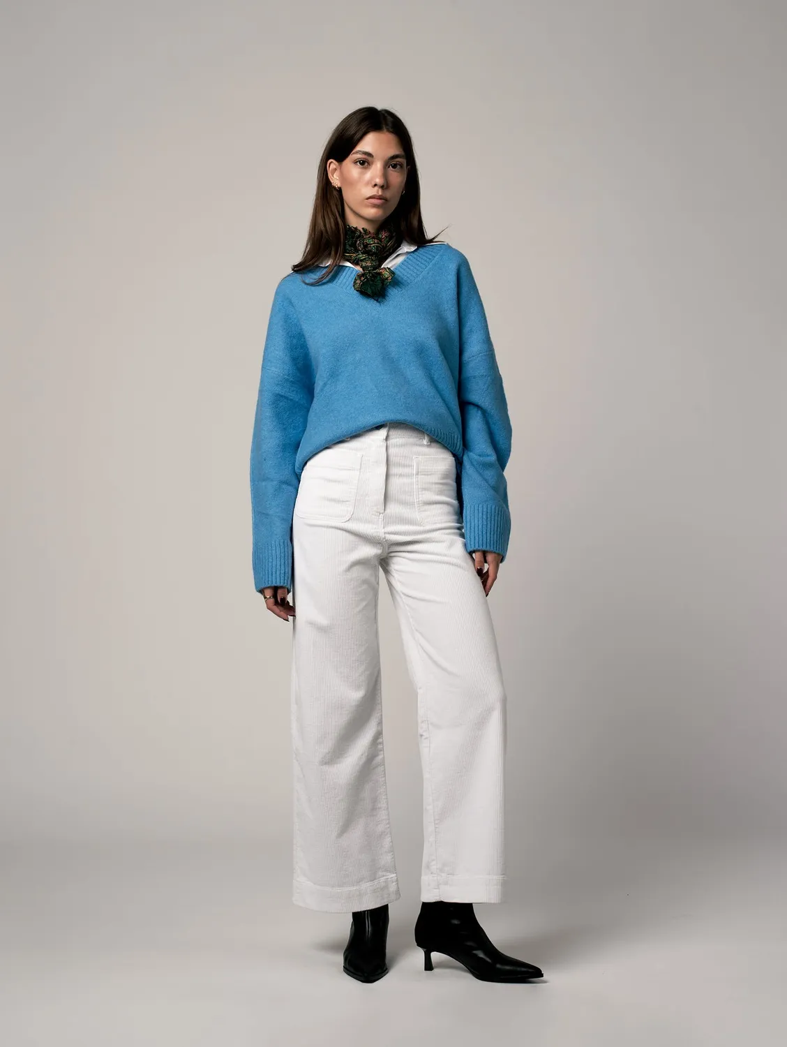 Cotelé Paris Pantalon Jane Écru velours bio coupe droite