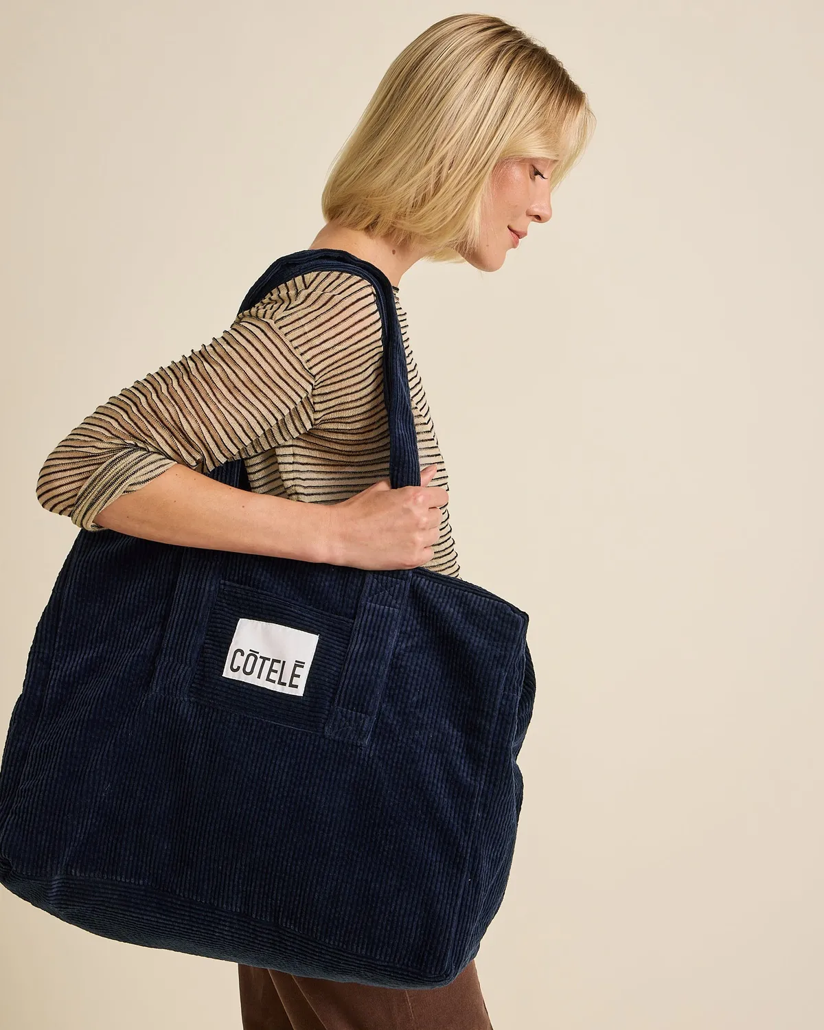 Cotelé Paris Sac Bonny Navy week-end velours taille unique